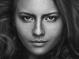 black and white portrait of a girl