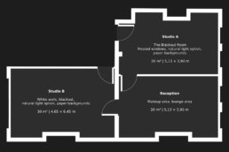 Floor plan for photography studio rental Dublin.